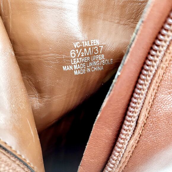 Vince Camuto Taileen Brown Genuine Leather Square Toe Ankle Booties Women’s 6.5 - Picture 7 of 9